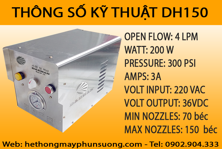 Thông số kỹ thuật máy phun sương Daehan DH150